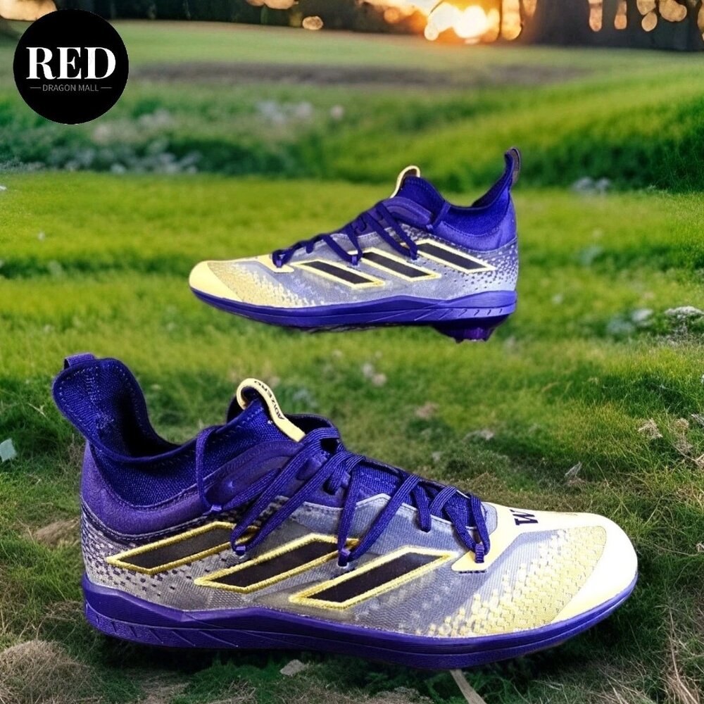 Adidas Afterburner 9 Washington Huskies Purple Gold Baseball Cleats Men's Sz 13